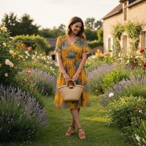 Madewell Yellow Floral Midi Dress
